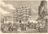Indore: the chowk or square & Rajwada Palace. India 1857 old antique print