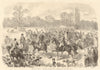The royal meet of the West Norfolk Hunt at Snettisham. Hunting 1863 old print