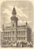 The new town hall At Hull. Yorkshire. Buildings 1866 old antique print picture