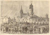 Prince Arthur at Middlesbrough-on-Tees. The market-place. Yorkshire 1868 print