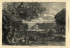The Chestnut trees In Bushy Park. London 1871 old antique print picture