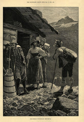 The tourist in Switzerland 1881 old antique vintage print picture