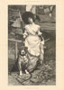 Waiting for the boat. Pretty Ladies. Dogs 1889 old antique print picture