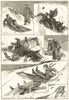 Pleasures of Winter: Tobogganning in Surrey 1891 old antique print picture