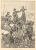 In the Engadin: a lunch on the mountains. Switzerland 1893 old antique print