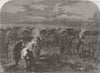 CZECH REP. Prussian supply-Train camped at Sadova 1866 old antique print