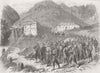 AUSTRIA. Austrian POWs leaving Ft of Ampola, Tyrol 1866 old antique print