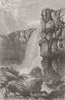 ICELAND. Waterfall, Almannagja, nr Thingvellir  1870 old antique print picture
