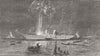COWES. regatta-Prince Waless Yacht Osborne lit up 1879 old antique print
