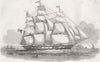 AUSTRALIA. New Australian emigrant ship Ben Nevis 1852 old antique print