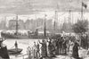 LONDON. The Abydos leaving the London Docks 1872 old antique print picture