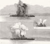 DISASTERS. Explosion of HMS Thunderer; 1st shock; post; in Tow 1876 old print