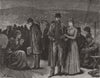 SOCIETY. People on board a ship. Bowler hat. Couple 1885 old antique print
