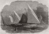 The Lowestoft Regatta - match with Lowestoft Lateeners. Suffolk 1856 old print