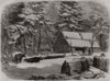 Lumbering in New Brunswick - lumberman's camp house. Canada 1858 old print
