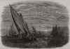 Mackerel fishing. Brighton Boats. Sussex 1847 old antique print picture