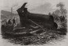 Effects of the steam-boiler explosion at Bingley, Yorkshire 1869 old print