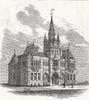 DERBYS. The Derby Free Public Library and Museum 1876 old antique print