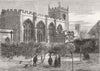 WARCS. Shakespeares Garden & Guild Chapel, Stratford 1862 old antique print