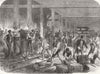LONDON. Compressing forage, Globe Wharf, Mile End Rd 1867 old antique print