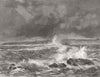SCOTLAND. Wick Harbour during storm 1870 old antique vintage print picture