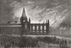 SCOTLAND. East Church, Aberdeen, burnt down 1874 old antique print picture