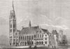 LANCS. The new Town Hall, Rochdale 1871 old antique vintage print picture