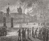 WOOLWICH. Royal Military Academy. NE Tower ablaze 1873 old antique print