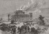 SCOTLAND. The fire at Inverary Castle 1877 old antique vintage print picture