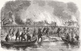 DISASTERS. Burning of Telesio's Store 1858 old antique vintage print picture