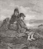 CHILDREN. Norwegian peasant children 1853 old antique vintage print picture