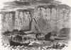 YORKS. Wrecks of fishermen's boats, Filey Bay 1860 old antique print picture