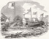 LONDON. Launch. Ariel ship, Rotherhithe 1844 old antique vintage print picture