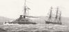 MALTA. HMS Devastation towing Thetis into Harbour 1877 old antique print