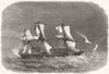 SHIPS. H M S Pylades in a Squall 1869 old antique vintage print picture