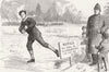 LONDON. Danger!-St Jamess Park frost & snow-storm 1886 old antique print