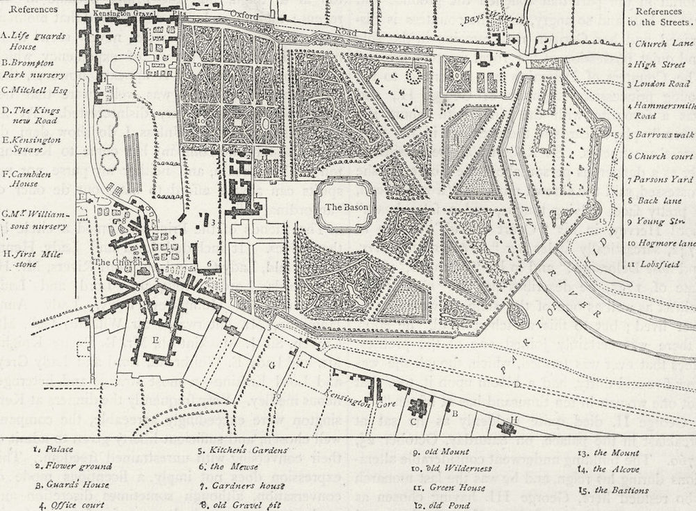 LONDON. Kensington in 1764 1880 old antique vintage map plan chart