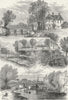 RIVER LEA. Ferry House; Tottenham Church & Lock; Weir 1880 old antique print