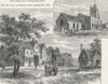 ACTON. Acton Church and Acton town c1800 1888 old antique print picture