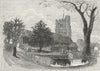 HERTFORDSHIRE. Bushey Church 1888 old antique vintage print picture