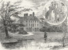 ENFIELD. Forty Hall and the Old Gateway 1888 antique vintage print picture