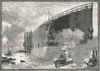 MILLWALL. Launch of the Great Eastern steam shipp 1888 old antique print