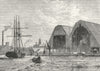 WOOLWICH. Woolwich Dockyard, from the river 1888 old antique print picture