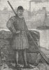LONDON ROWING. A Wearer of Dogget's Coat and Badge. Thames 1888 old print