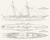 STEAM YACHT. Rigging, cabin plan. 'Capercailzie' 1891 old antique print