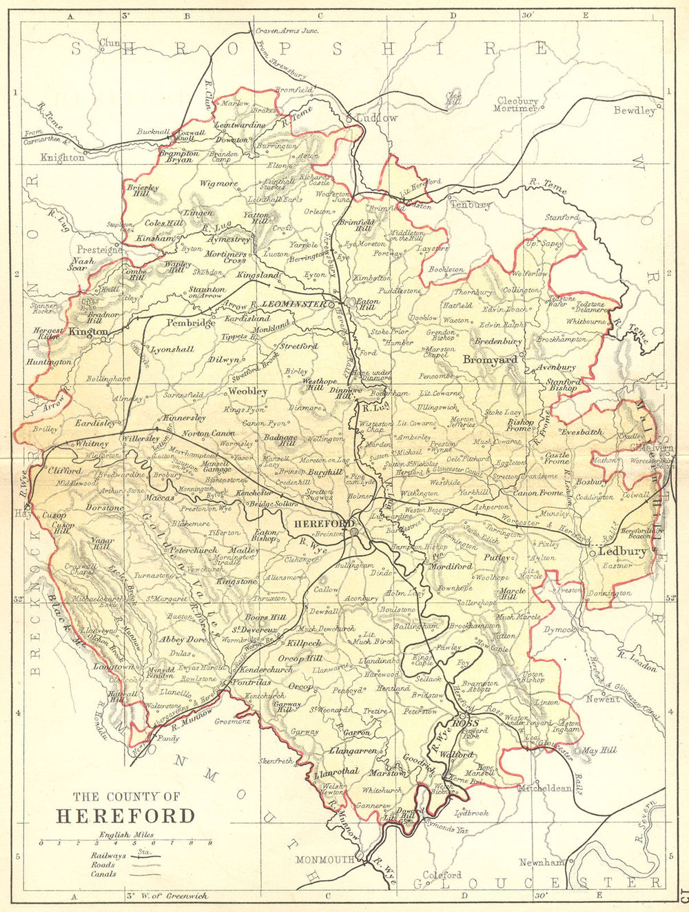 HEREFORD. Philip 1876 old antique vintage map plan chart