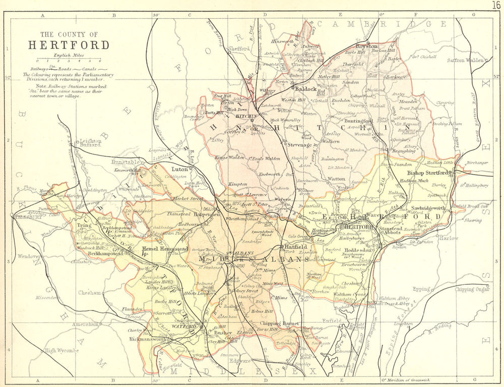 HERTS. Hertford. Philip 1898 old antique vintage map plan chart