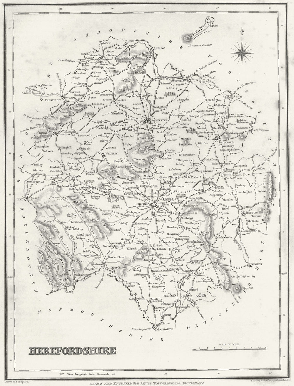HEREFORD. Herefordshire. Lewis 1831 old antique vintage map plan chart