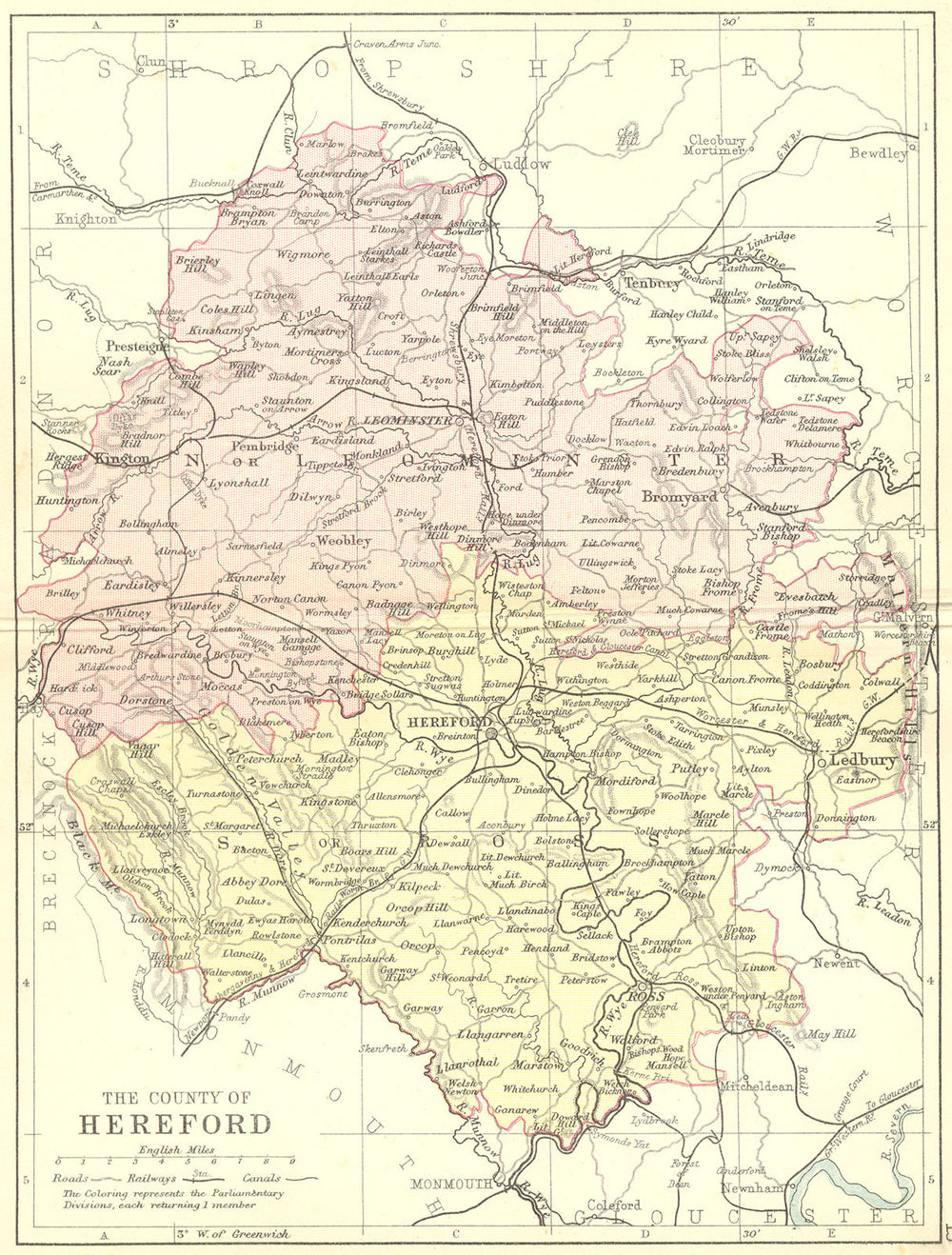 HEREFORD. Philip 1887 old antique vintage map plan chart