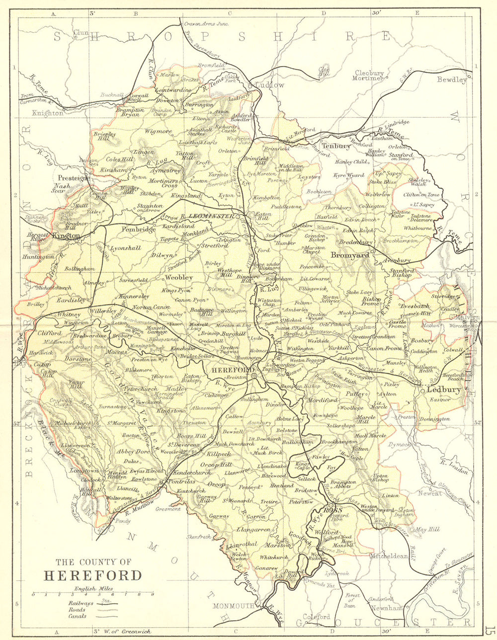 HEREFORD. Philip 1876 old antique vintage map plan chart